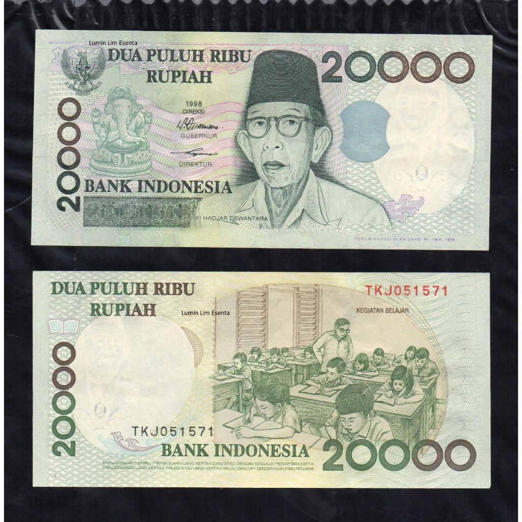 Koleksi indonesia 20000 Rupiah Kertas Tahun 1998 UNC Mulus Gress