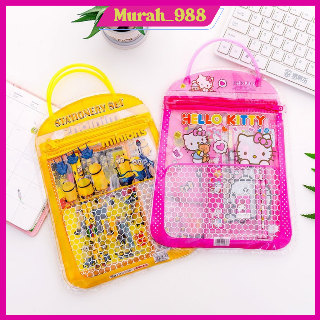 

(COD) (TERMURAH) Stationary Set 6 In 1 Free Tas Alat Tulis Anak Sekolah Buku Pulpen Penghapus Penggaris