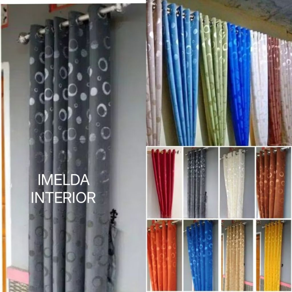 Gorden jendela Polos Polkadot Ruang Tamu Panjang 250cm  5 Gelombang