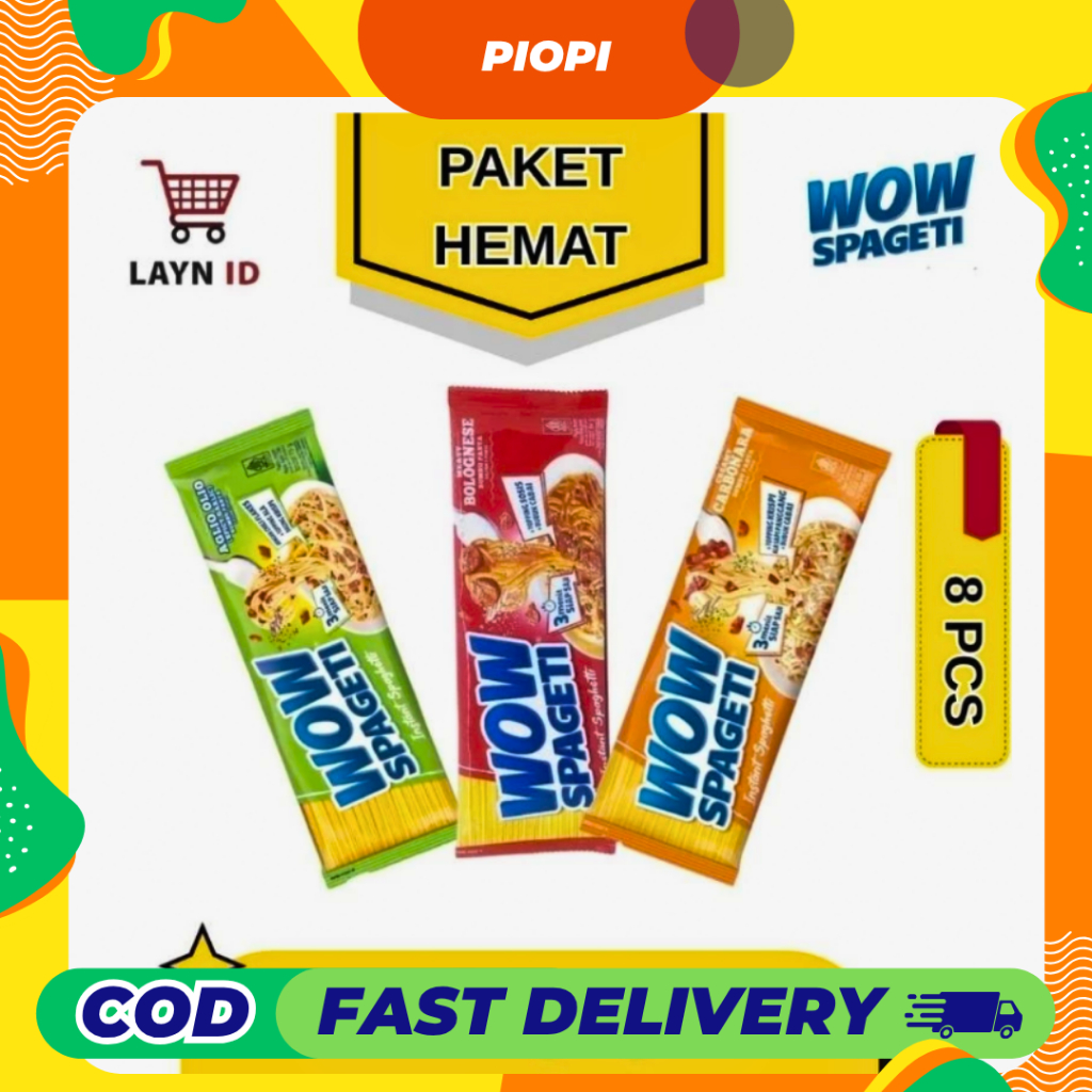 

Wow Spageti PAKET HEMAT 8 PCS - Spaghetti Instan Rasa Aglio Olio, Bolognese dan Carbonara mie instant Praktis siap saji dalam 3 menit