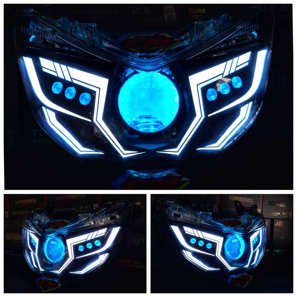 BILED HEADLAMP SET LAMPU DEPAN SET CUSTOM BILED AES EXPERIENCE LAZY EYES YAMAHA NMAX OLD