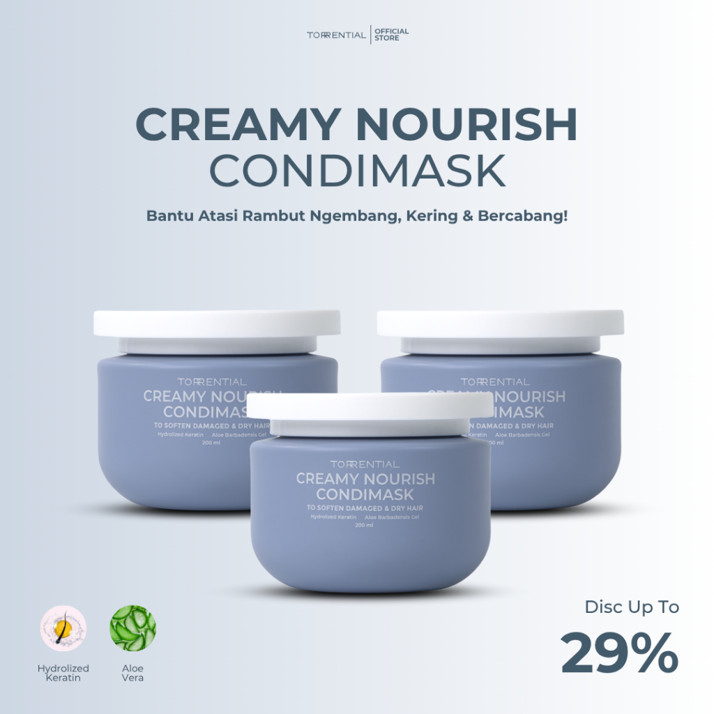 TORRENTIAL 2 in 1 Conditioner Masker Rambut 3 PCS - Creamy Nourish Condimask - Bantu Atasi Rambut Ng