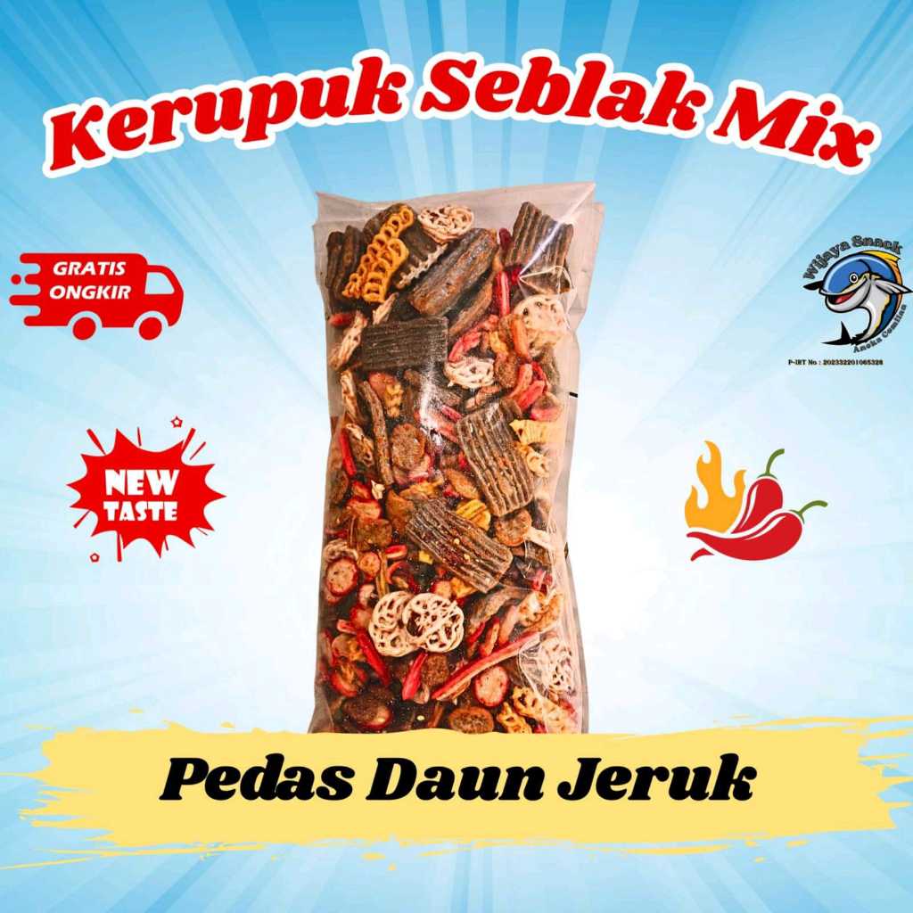 

KERUPUK SEBLAK MIX ATAU KERUPUK SEBLAK CAMPUR PEDAS DAUN JERUK