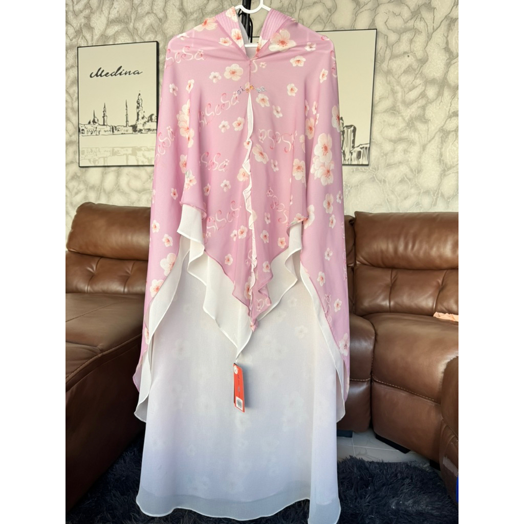 new SISESA Khimar pink white