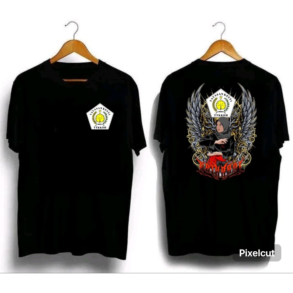 Kaos Keluarga Besar TTKKDH (Tjimande Tari Kolot Kebon Djeruk Hilir) hitam bahan catton combet 24s  s