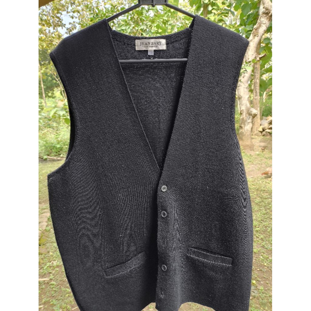 preloved vest hitam premium brand jean bart size L tebal cantik