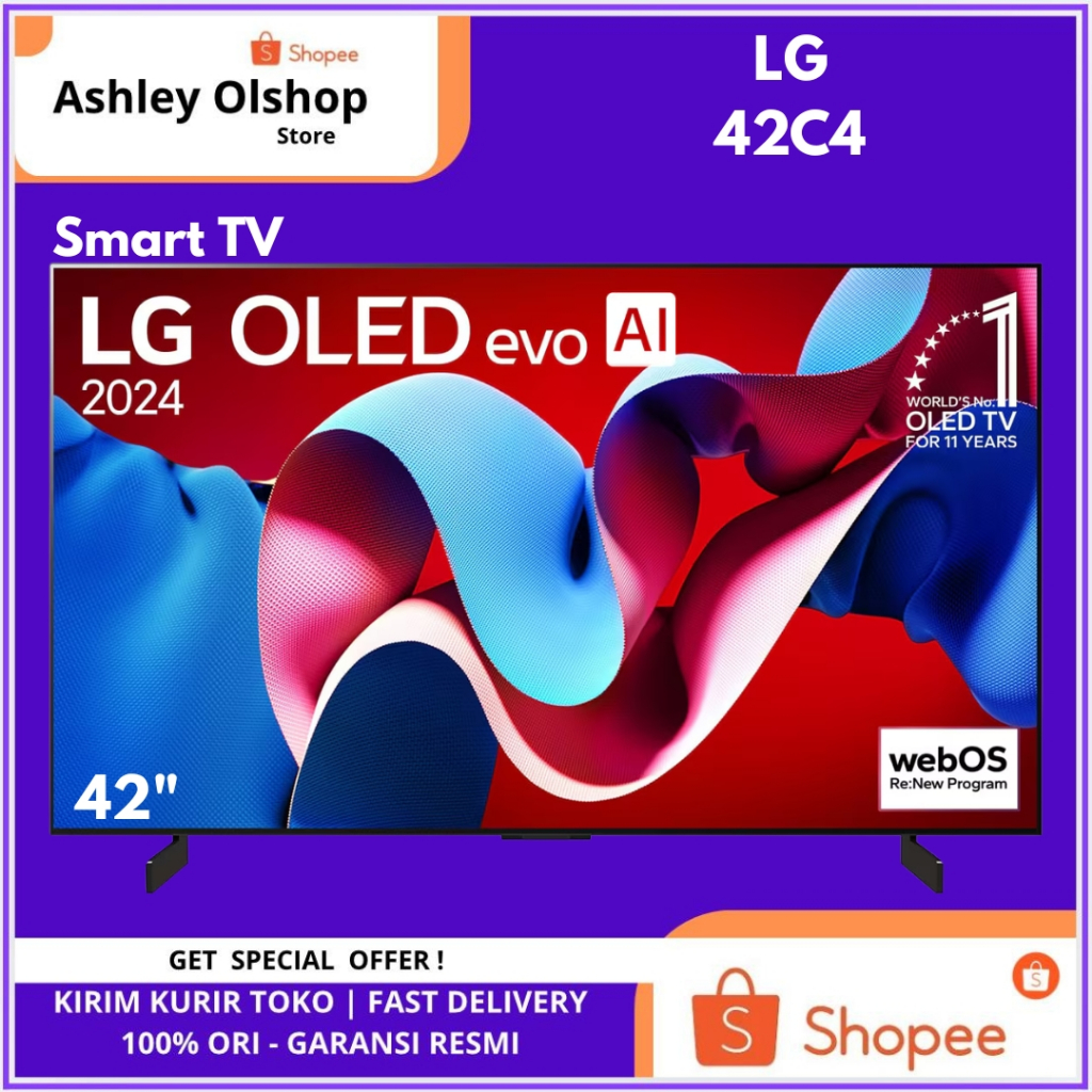 TV OLED 42 Inch LG OLED C4 LG 42C4 OLED 42C4PSA 4K Smart TV Pengganti 42C3 [RESMI]