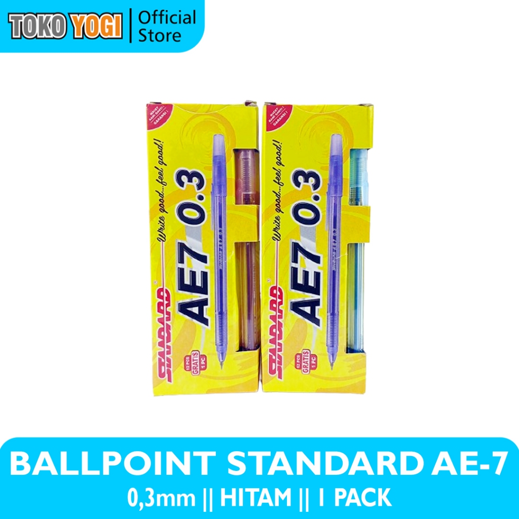 

STANDARD BALLPOINT PEN AE 7 0,3 TINTA HITAM (1 PACK = 12 PCS)
