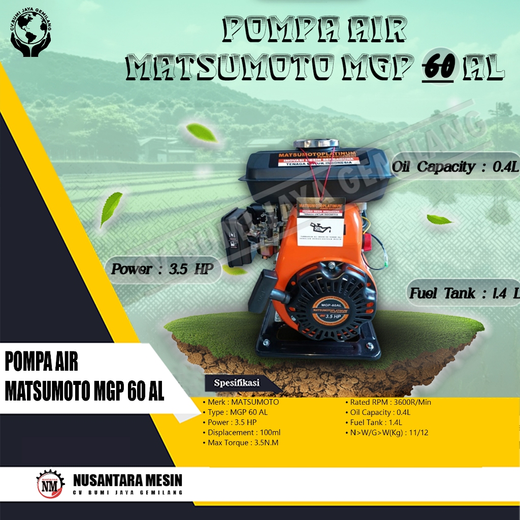 MESIN POMPA AIR IRIGASI / POMPA AIR MATSUMOTO MGP 60 AL