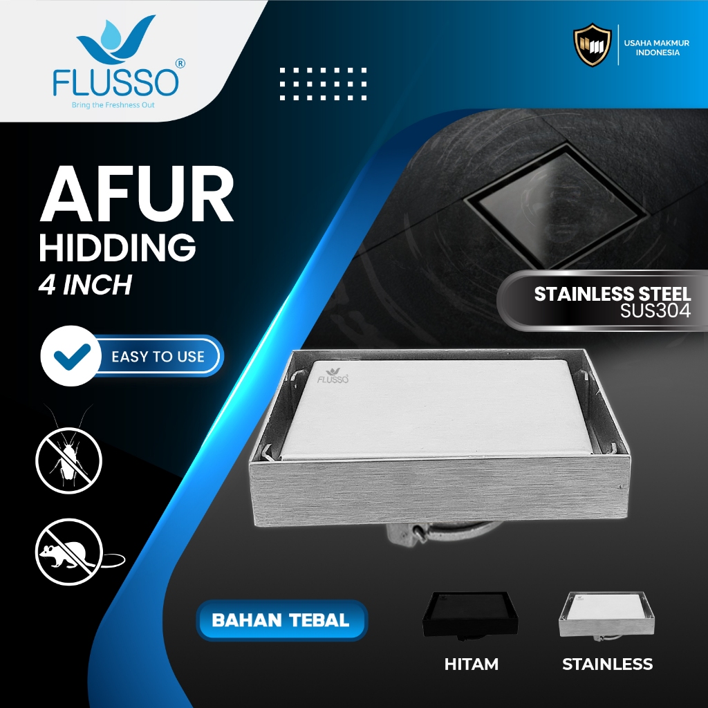 Rumah_Naya Flusso Floor drain Minimalis Stainless anti serangga /banjir/kecoa/tikus SUS 304