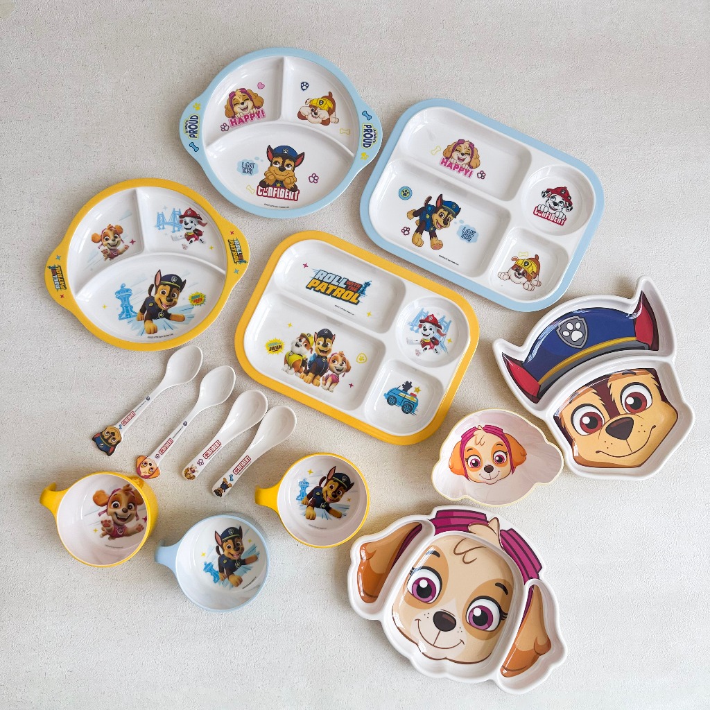 Mamolly_Mart Elco Premium Melamine Paw Patrol Kids Plate Spoon Tableware Set / Piring Sendok Anak