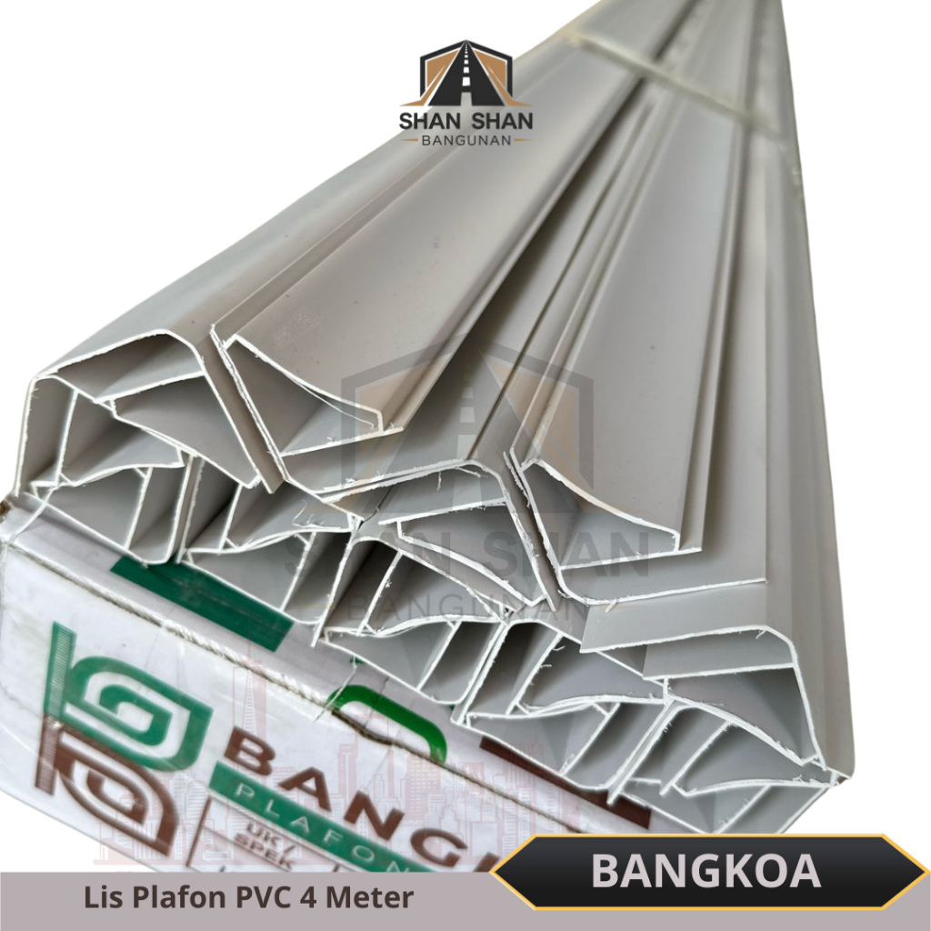 Lis Plafon PVC Putih & Motif Minimalis 4 Meter / Bangkoa Lis Plafon PVC 4mtr