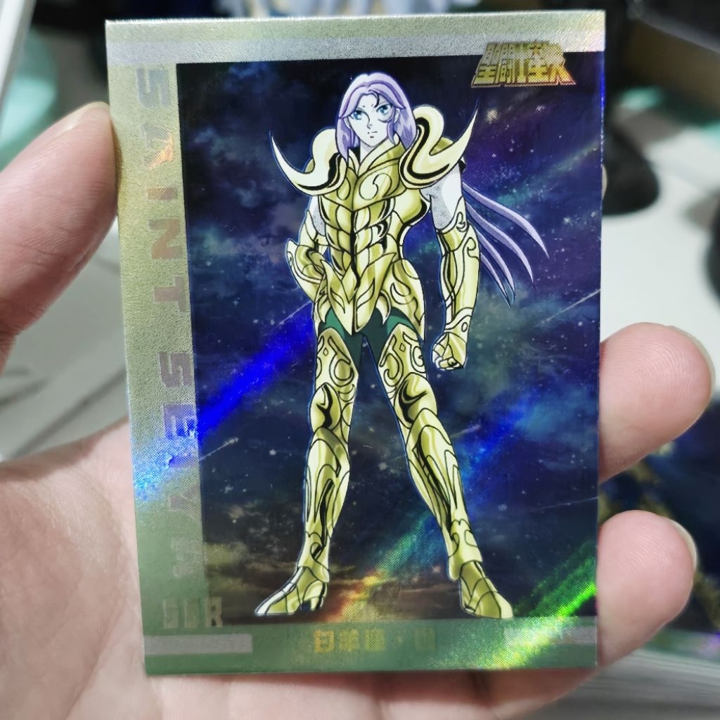 Aries Mu Kartu TCG CCG Saint Seiya Collectible SSR Tebal Card Hologram
