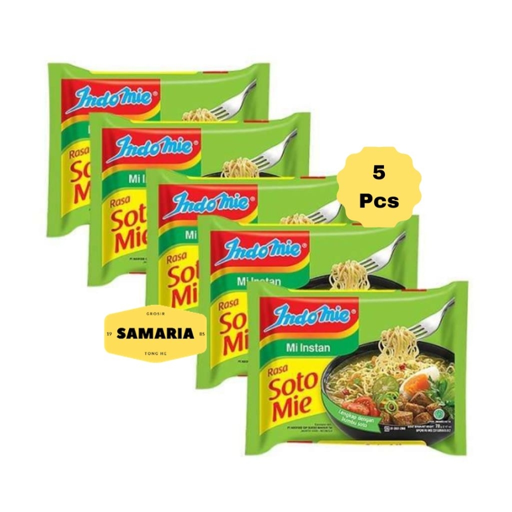 

Paket 5 Pcs Indomie Mi Instant Kuah Rasa Soto Mie