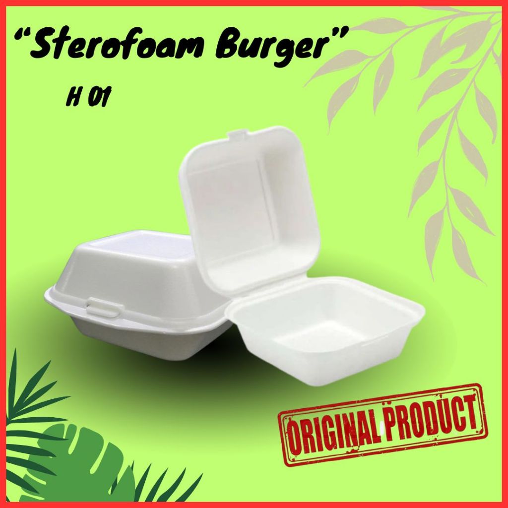 STEROFOAM BURGER KCS H01 STYROFOAM BURGER GABUS MAKAN  TEMPAT MAKAN STEROFOAM KOTAK MAKAN