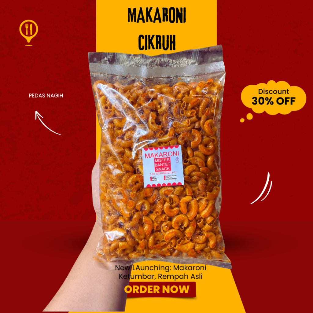 

Makaroni Cikruh Pedas Daun Jeruk 250gr | Mister Bantet Snackpro