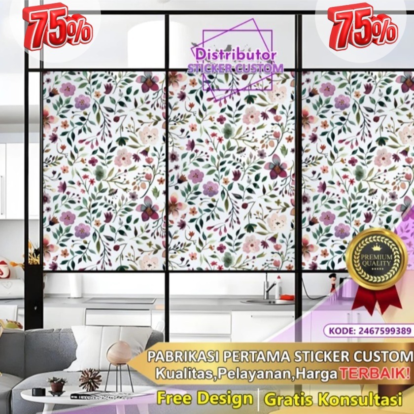 Sticker Custom 3D Tema Pattren | Stiker Kaca Kantor | Stiker Kaca | Sticker Kaca Pintu | Sticker Ged