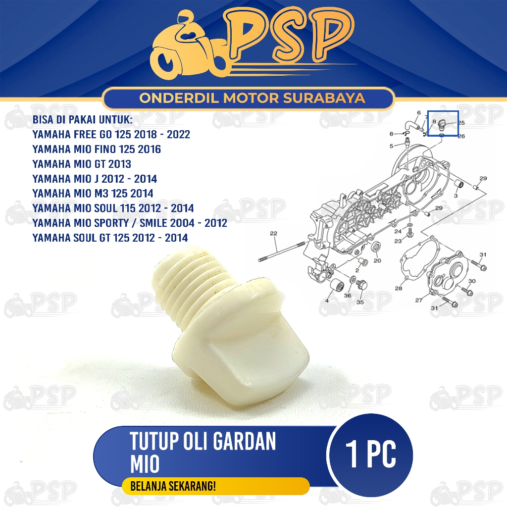 Tutup Oli Gardan Mio - Baut Penutup Oli Gear Gardan Yamaha Fino Freego Mio Karbu Mio Soul Mio J