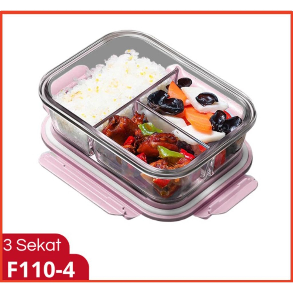 Kotak Bekal Kaca Tebal / Lunch Box Kaca / Kotak Makan Kaca Tebal / Bontot Makan Microwave Borosilica