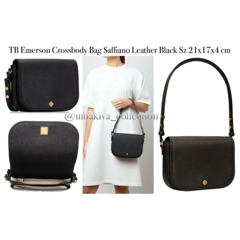 TB Emerson Crossbody Bag Saffiano Leather Black