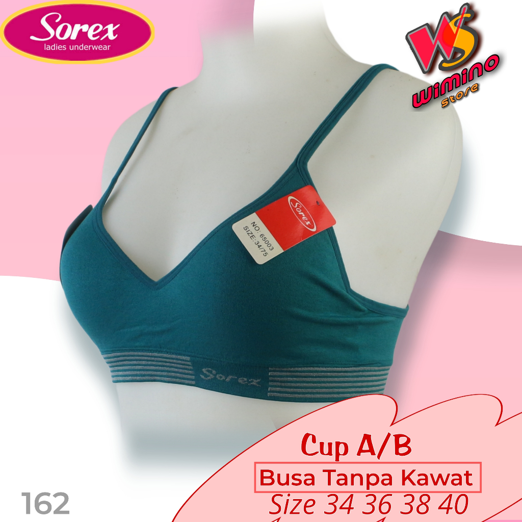 C162 (1-3 Pcs) Sorex Bra Busa Tanpa Kawat Cup B Dua Pengait, Bra Sorex Size 34 - 40