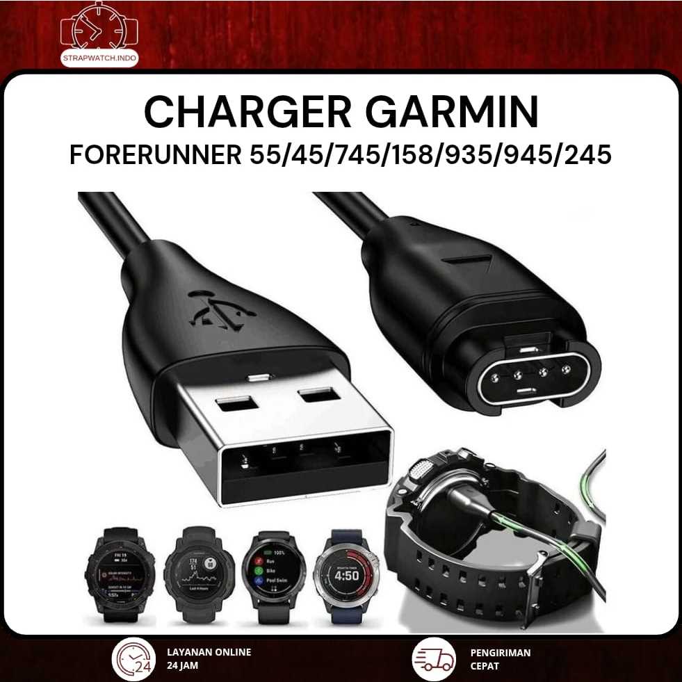 KABEL CHARGER GARMIN FORERUNNER 45 245 55 745 945 JAM TANGAN