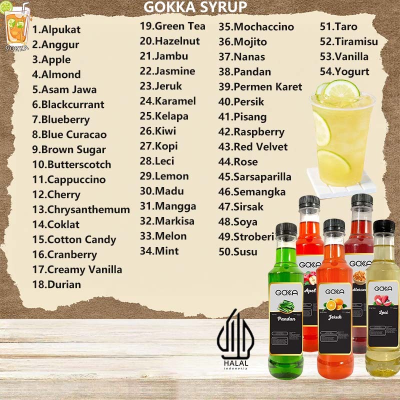 

GOKKA Sirup Aneka Rasa 350ml International Halal Minuman Sirup Berbagai Rasa untuk Anda Pilih