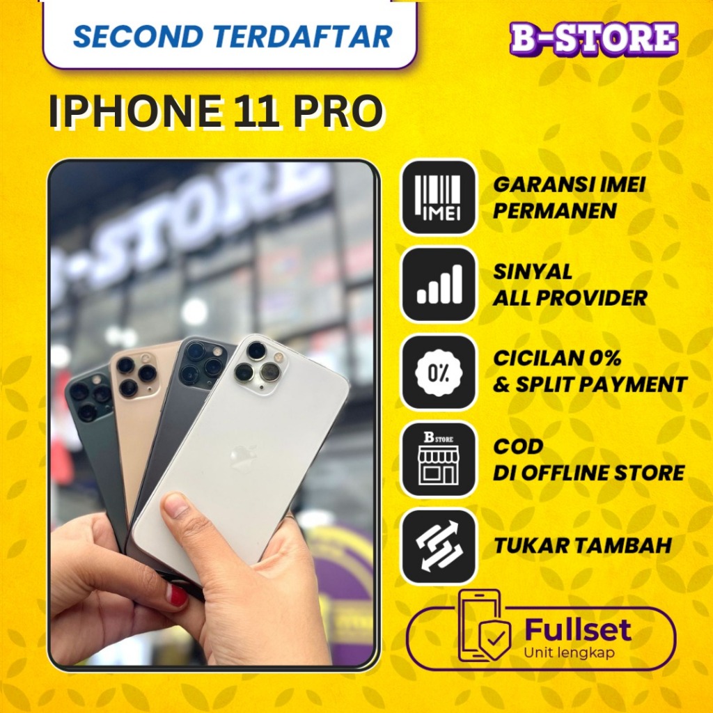 Apple iPhone 11 PRO 64GB DUAL NANO SIM / DUAL SIM FISIK - Fullset - 64 GB - Second Terdaftar