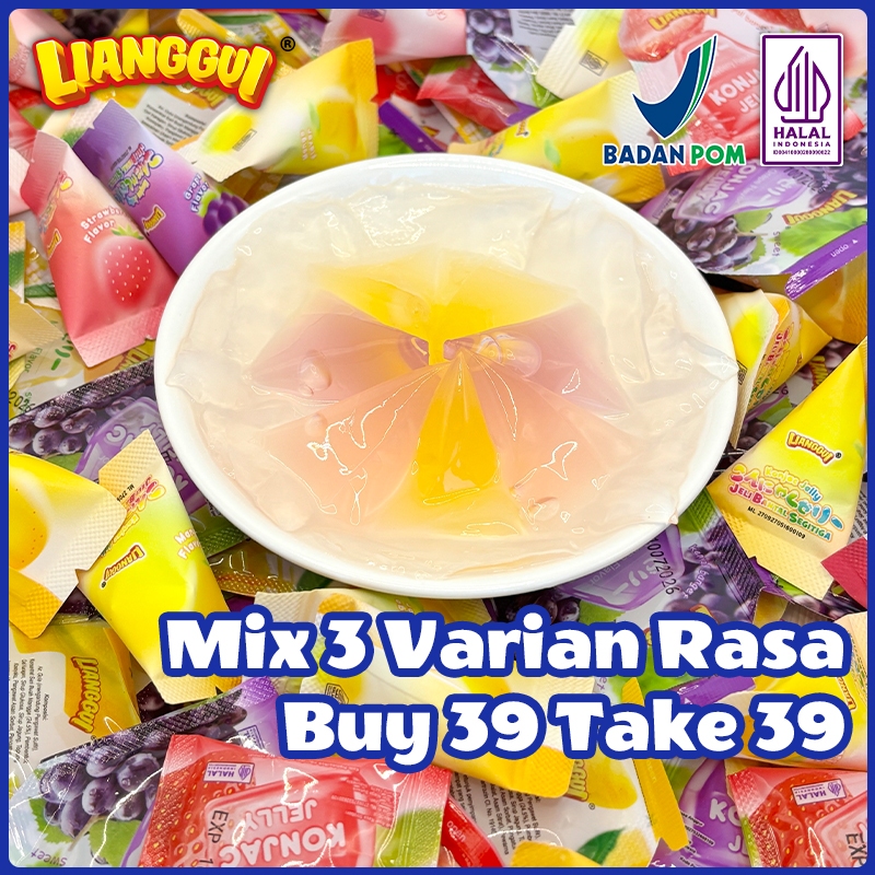 

READY STOCK Lianggui Konjac Jelly Segitiga HALAL Mangga, Anggur, Jeruk Cemilan Sehat Viral untuk
