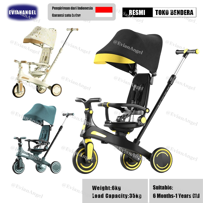 EVIANANGEL Sepeda Roda Tiga Tricycle Stroller Baby Sepeda Anak Lipat Pedal Baby Stroller Sepeda Anak