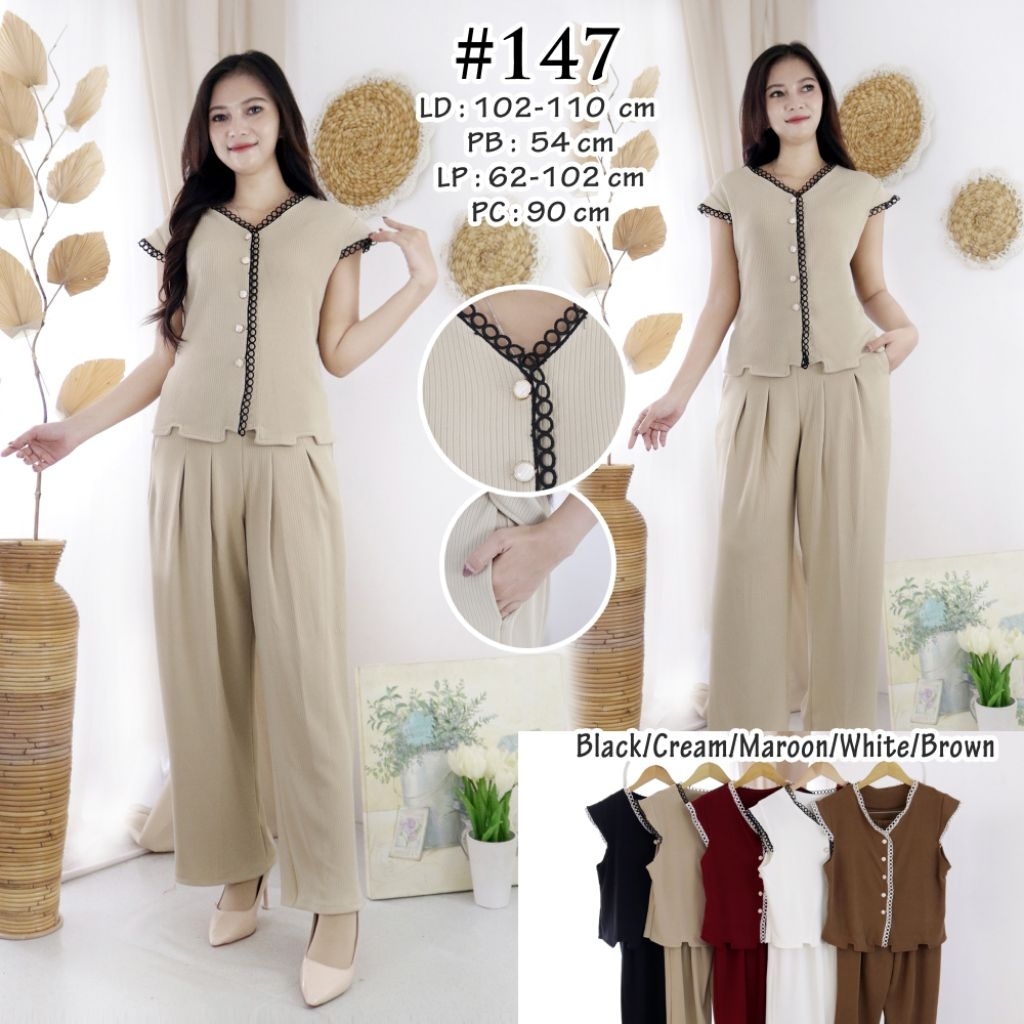 One Set Rompi-147/Vest & Celana // Bahan Knit Sabrina