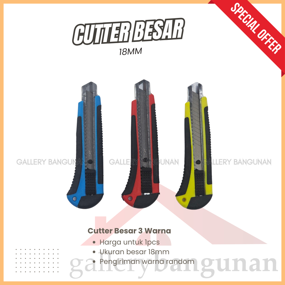 

Cutter Besar Wanly Silet Cuter Gagang Karet Bahan Stainless Steel 18mm