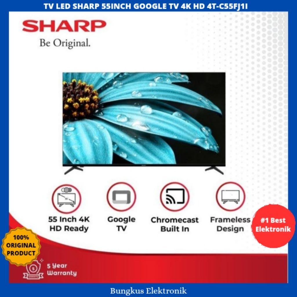 TV LED SHARP GOOGLE TV 55INCH 4K HD 4T-C55FJ1IX TV SHARP 55INCH GOOGLE TV