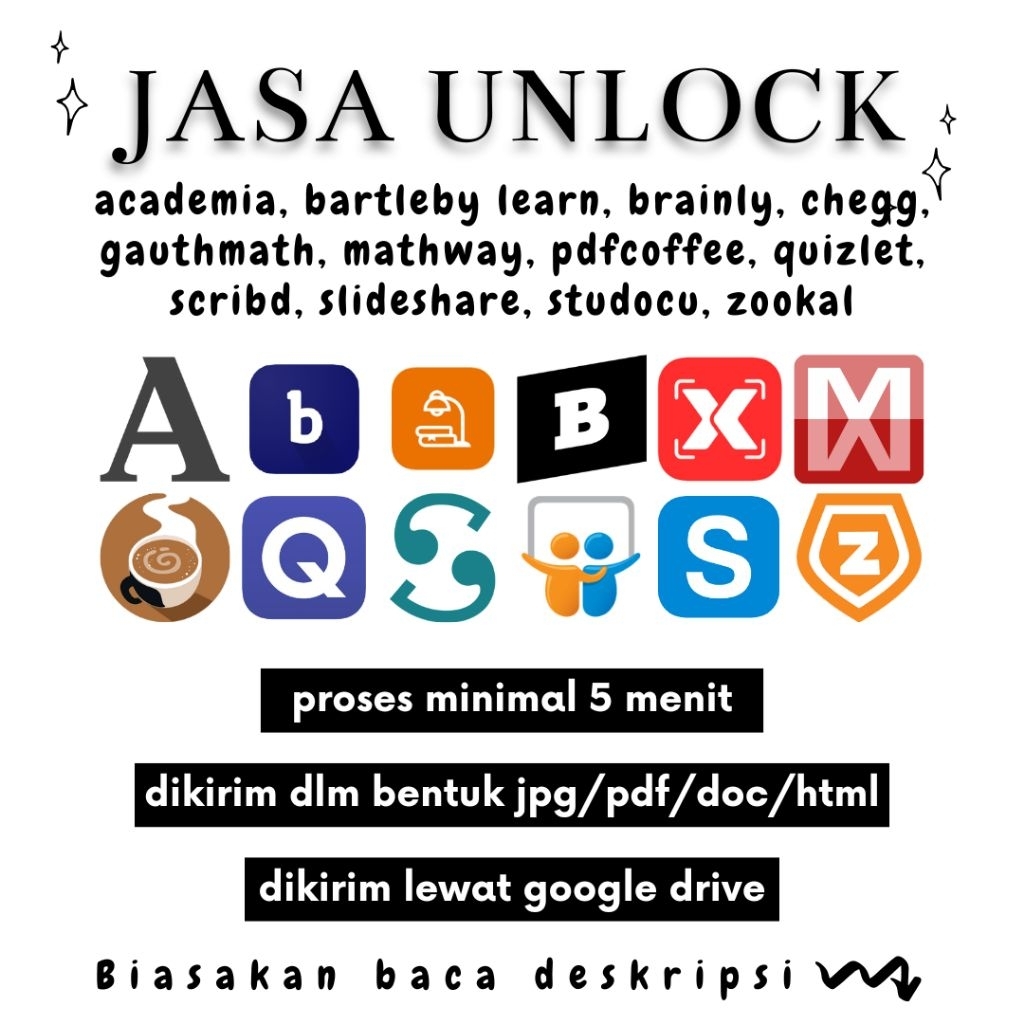 CHAT ADMIN BEFORE CO | Jasa Unlock Academia, Bartleby Learn Q&A, Chegg, Brainly, Pdfcoffee, Quizlet,