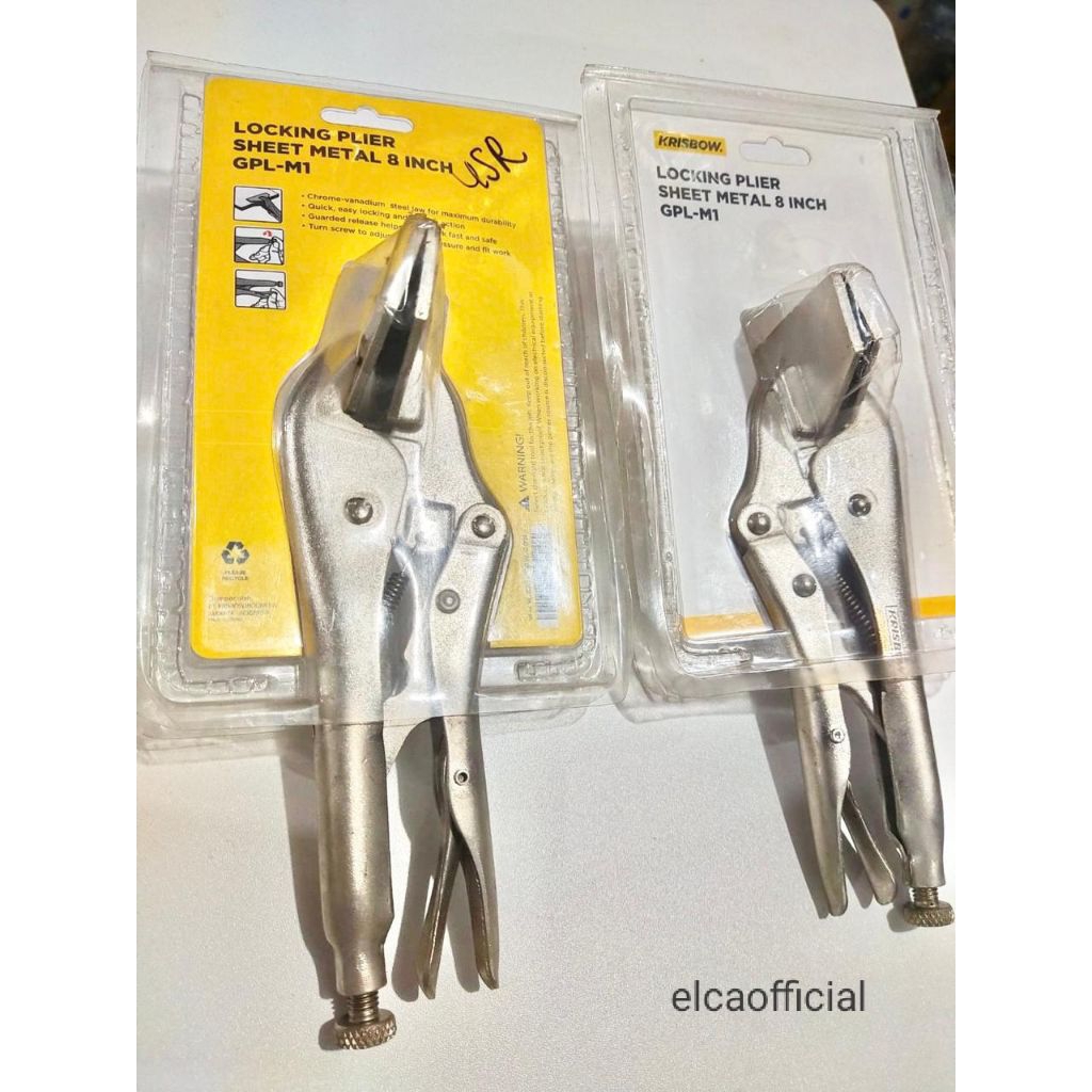 Tang Buaya Rata 8 inch Krisbow / Locking Plier Sheet Metal / Tang Serbaguna / Tang Rata / Tang Krisb