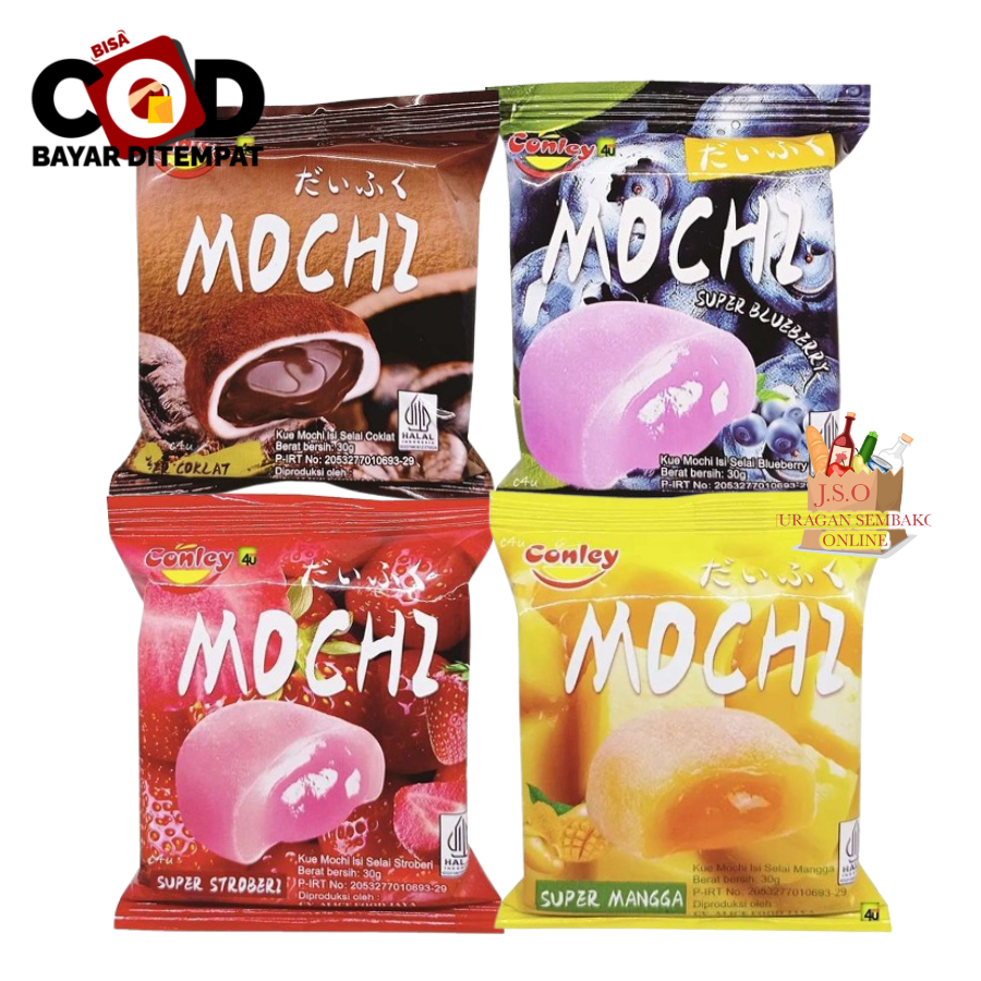 

[ JSO ] Conley Mochi Super 30gr Kue Mochi Super Besar isi Selai Coklat Strawberry Mangga Blueberry Mochi Jepang Aneka Rasa Daifuku Premium Lembut Kenyal Cemilan Snack Anak Halal Murah