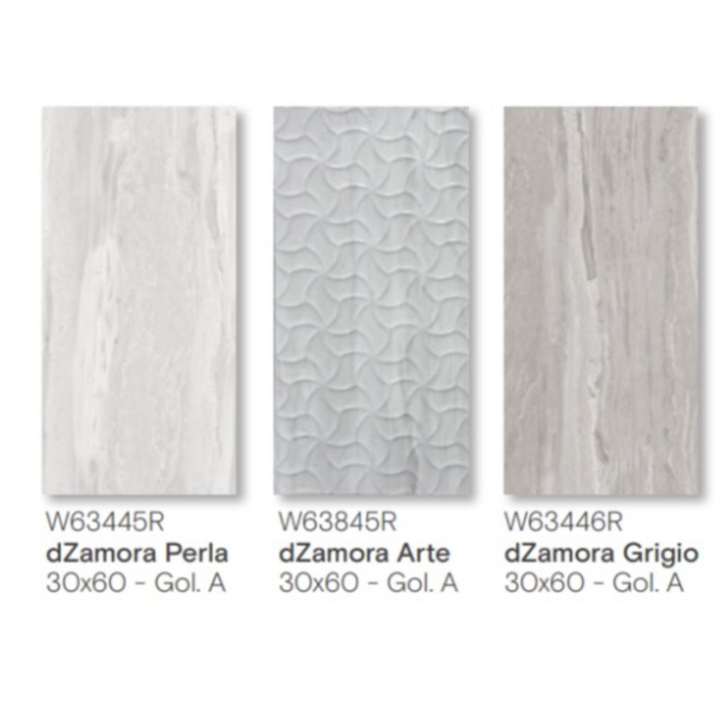 KERAMIK MERK ROMAN TIPE dZAMORA PERLA, ARTA, GRIGIO UKURAN 30X60 RECTIFIED CUTTING UNTUK LANTAI ATAU