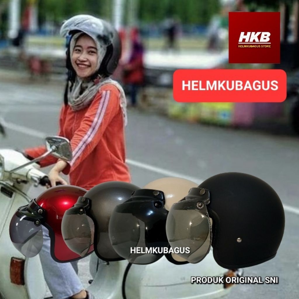 LUNAR | HELM BOGO RETRO HELM MOTOR CLASSIC RETRO ORIGINAL SNI