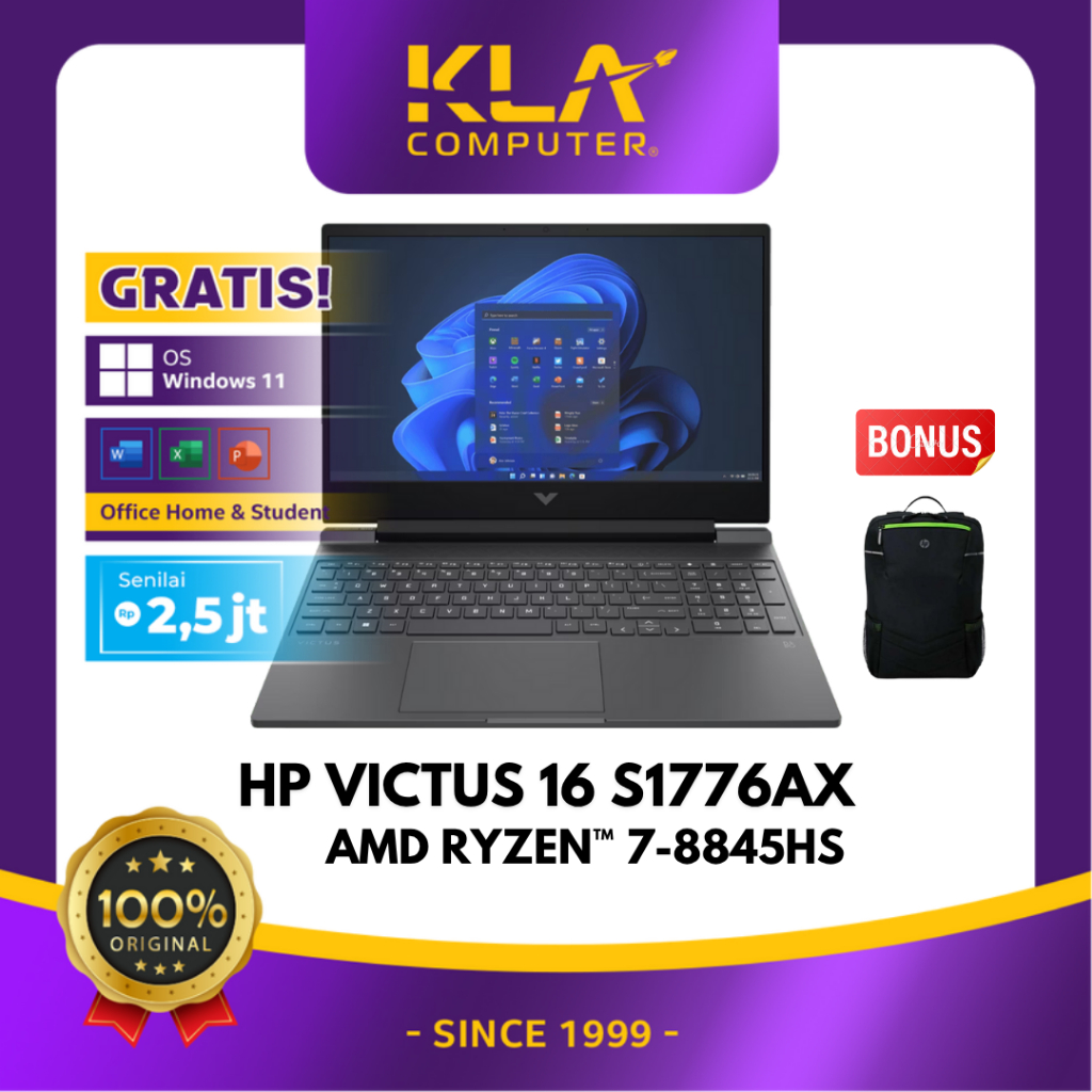 HP Victus 16 S1777AX/Ryzen 7-8845HS/16GB/1TB SSD/RTX4070 8GB/16.1″ FHD 165Hz/Win 11 Home+OHS 2021