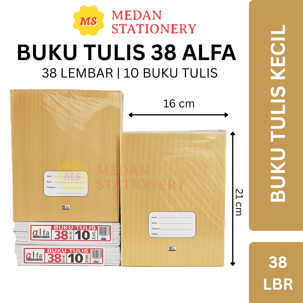 

Medan Stationery Buku Tulis Alfa 38 Lembar Sampul Coklat Kraft 10 Buku