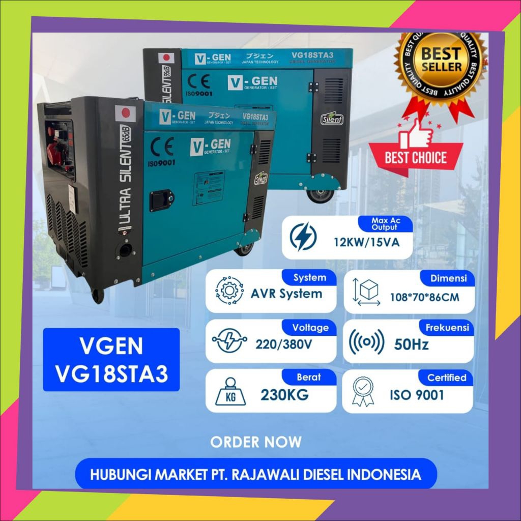 Genset 15KVA VGEN VG18STA3 - Ultra Silent Diesel