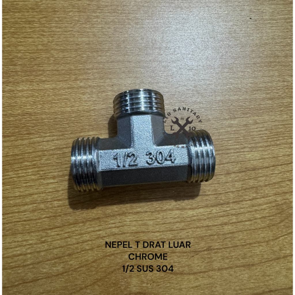 Sambungan T Drat Luar CHROME 1/2" / Nepel T Shower Drat Luar SUS 304 1/2 Inch CHROME