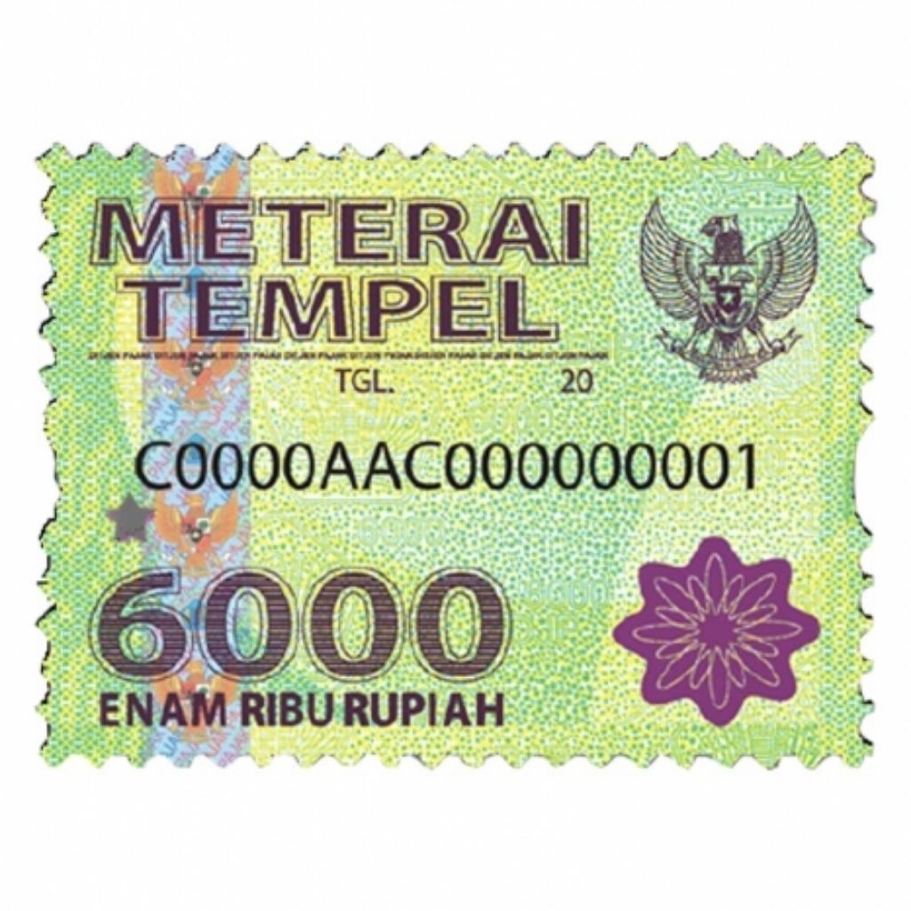 materay 6000 satuan meterai 6ribu tempel