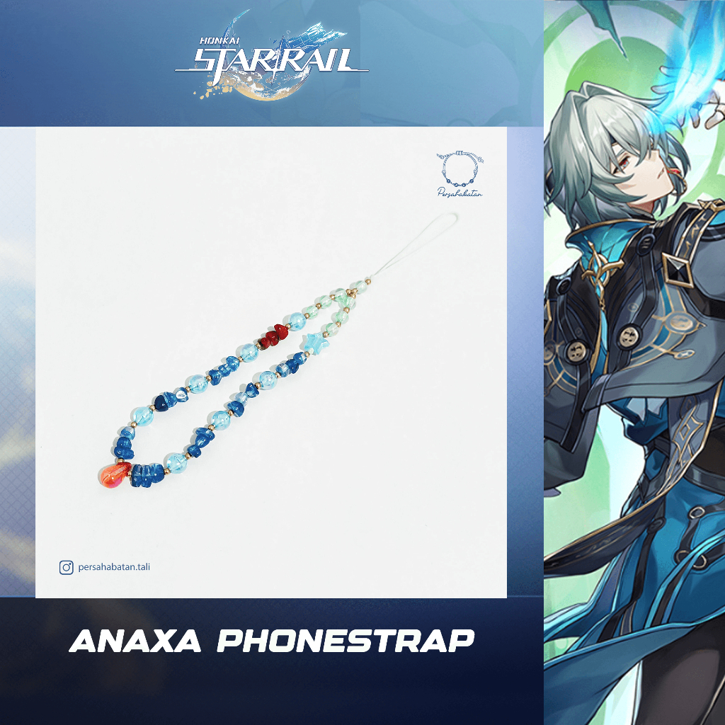 Anaxa Honkai Star Rail Phonestrap Phone Strap Gantungan HP Kunci Biru Merah Mint