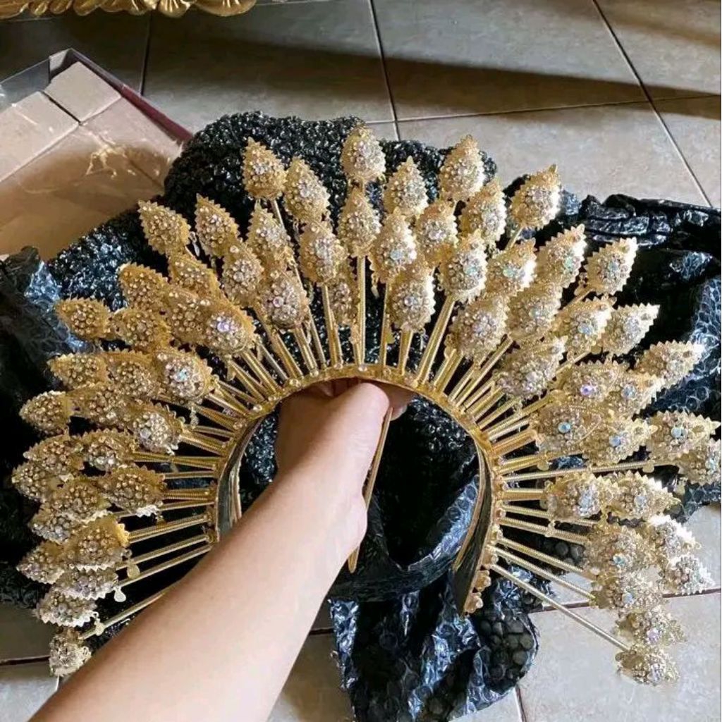 HAFIZAH Bando Susun Melayu Sunting Bugis Runcing 65 Tusuk Desain Elegan Bahan Tebal Batu Cantik Coco