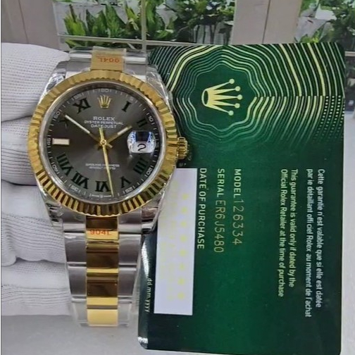 JAM TANGAN DATE JUST RHODIUM ROMAWI SWISS AUTOMATIC 41MM