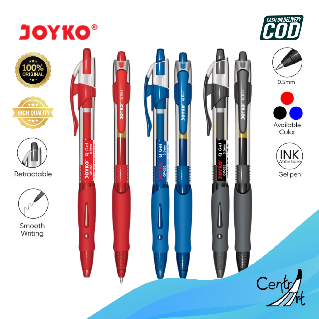 

Joyko gel pen gel gel Q bulpen pulpen pena 0.5mm clip refillable hitam biru merah