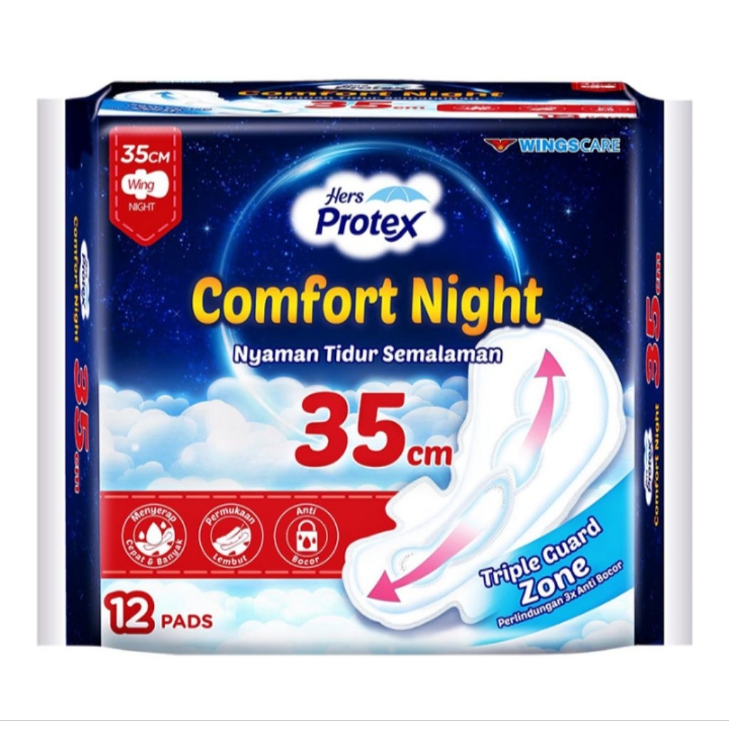 Hers Protex Pembalut Wanita Wing Malam 35 cm 12 pcs