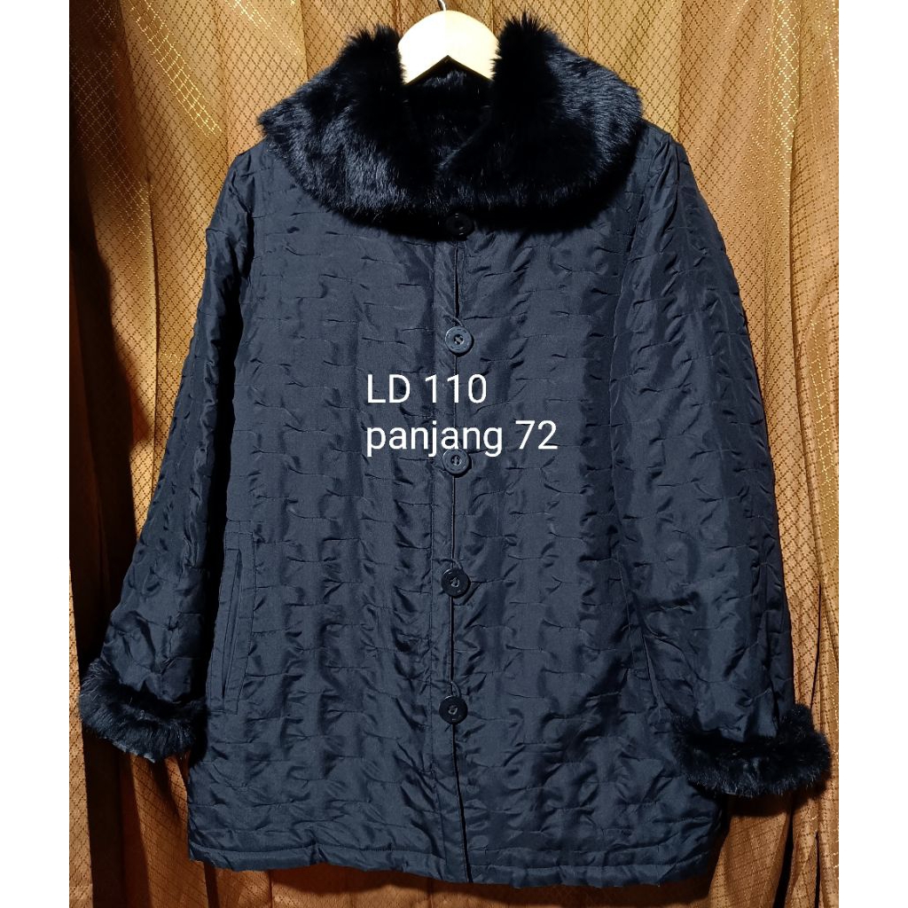 silk coat coat sutra bulu kelinci coat sutra hitam bulu coat sutra kerah bulu kelinci hitam jaket su