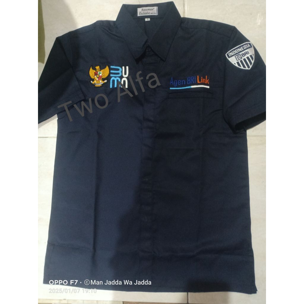 KEMEJA AGEN BRILINK SERAGAM BUMN AGEN BRILINK BAJU KERJA AGEN BRILINK BORDIRAN.
